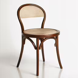 a dining chair made from old wood and woven seat