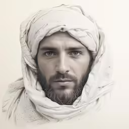 this is a man wearing a scarf over his head