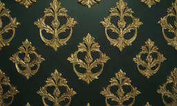 green and gold wallpaper with leafy motif