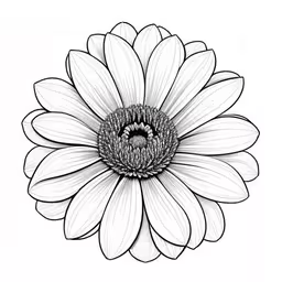 a large flower with leaves and petals drawing,a black and white flower drawing on paper