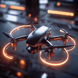a flying object with glowing lights on it