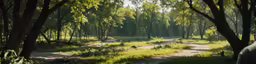 a man standing on a path with trees