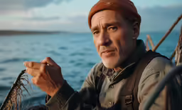 an older man is holding a large pile of seaweed