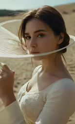 a woman wearing a white wedding dress holding a veil