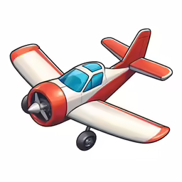 a red and white airplane on a white background