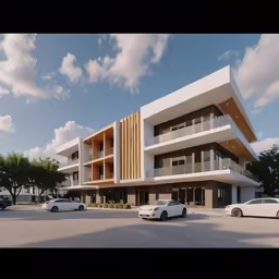 there is a building with an air balconi