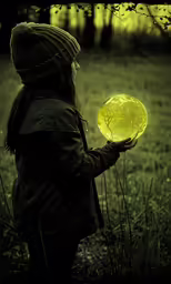 a person with a yellow bubble in their hand
