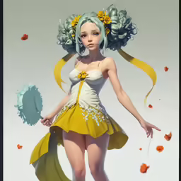 a digital painting of a women in a costume
