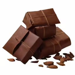 a pile of luggage bag, almonds and nuts
