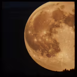 the moon is lit up very bright at night