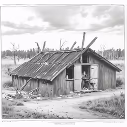 this is a picture of a shack in the woods