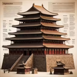 an asian tower with many windows is shown