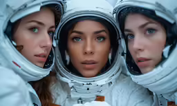 a group of three women in space suits