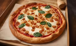 there is a fresh pizza sitting on the tray
