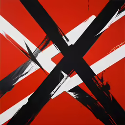 the black and red painting has been combined with white