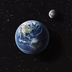 a photo of the earth and the moon, showing an odd view of the land