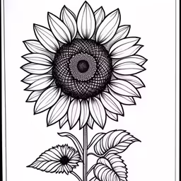 a drawing of a sunflower on a white background,a sunflower is shown, with an intricate design