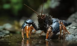 there are some large black and orange animals together