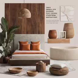 a bedroom with a bed, a table and chairs