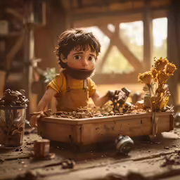 a doll is sitting in a box with toys