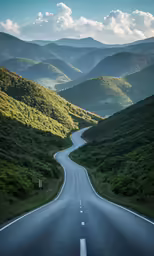 the straight road goes down into the mountains