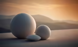 three eggs placed in the middle of a sanded - in area