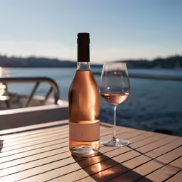 a bottle of wine and a glass on a table