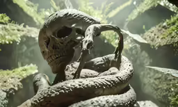 a monster with two snakes around his neck