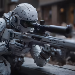 a toy soldier holding a gun and aiming it