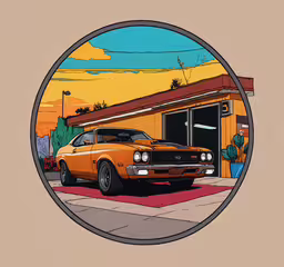 an old car is parked in front of a building,an image of car parked in a garage