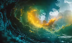bright light shining inside an artificial lava