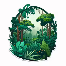 green jungle scene in a round shape