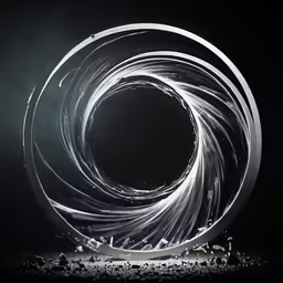 an abstract glass sculpture sitting in the middle of a dark room