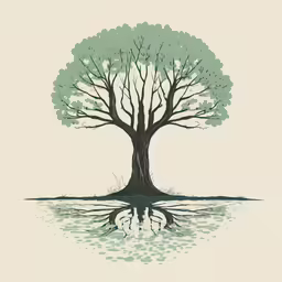 the tree is in the middle of a lake with water around it