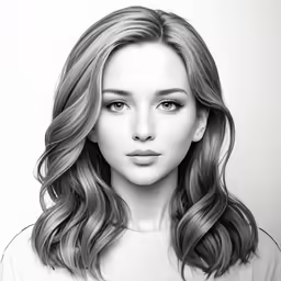 a drawing of a young girl with long hair