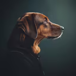 a dog staring with one eye closed in the dark