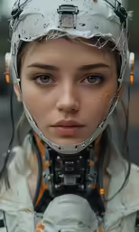 a girl with some type of equipment in her face