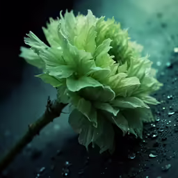 a single flower laying on a wet surface