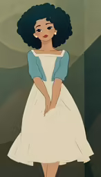 a cartoon character standing next to a painting