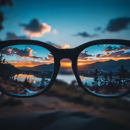 the reflection of clouds in the sun glasses