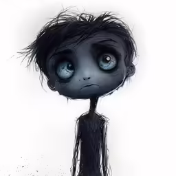 the corpse boy looks at a camera while staring