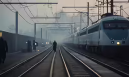a person walks away from a train station