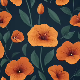an orange flower with green leaves is painted on the side