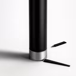 the top half of a tube is slightly open and shows a thin handle