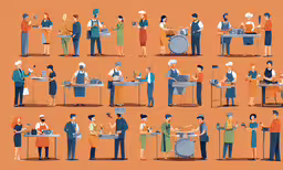 multiple people that are working together on some kind of instrument,a series of people in flat style clothes around a sink