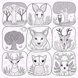 an illustration of four fox and two deer