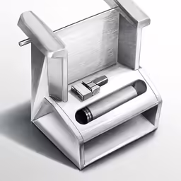 a drawing of a metal box holding a lighter