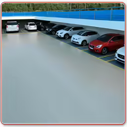 a lot full of parked cars with the door open
