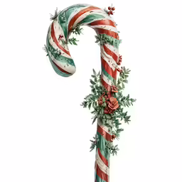 a christmas candy cane with a holiday decoration