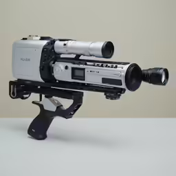 a white camera being pointed at the camera
